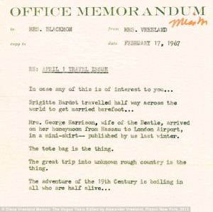 Photographs of the memos from Vogue illustrate the memos, revealing ...