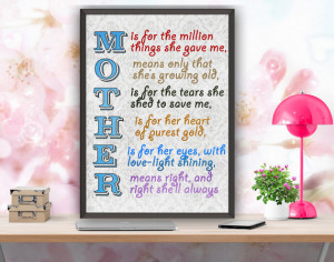 Mother Quotes Printable Wall Decor Art Print Digital Instant Download ...