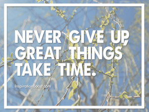 Never Give Up, Great Things Take Time.