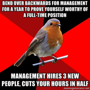 ... THEN HIRE ONE NEW PERSON FOR THE HOLIDAYS? NOTHING. MAKES. SENSE