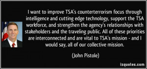 want to improve TSA's counterterrorism focus through intelligence ...