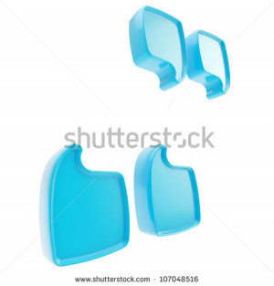 In quotes symbol made of blue glossy plastic isolated on white - stock ...