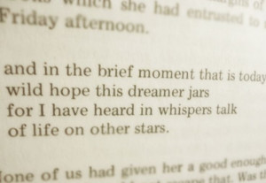 and in the brief moment that is today/ wild hope this dreamer jars ...