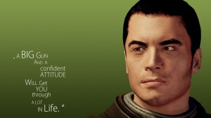 Preview wallpaper mass effect, quote, look, character 1600x900