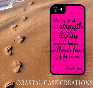 Pink Chevron Proverbs 31:25 Bible Verse Quote iPhone 4 and 5 or Galaxy ...