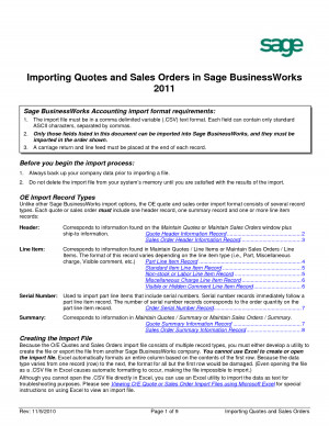 Importing Quotes and Sales Orders in Sage BusinessWorks 2011