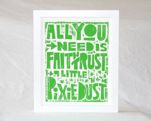 Tinkerbell inspired Pixie Dust Fine Art Print Girls Room Typography ...