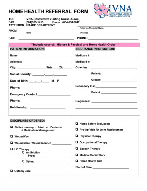 Home Health Referral Form picture