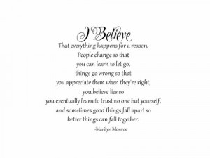 Marilyn Monroe Wall Decal Decor Quote I Believe things happen...Large ...