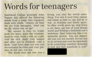 Words for teenagers