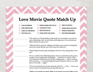 INSTANT Love Quote matchup- Instant Download - Bridal Shower Game ...