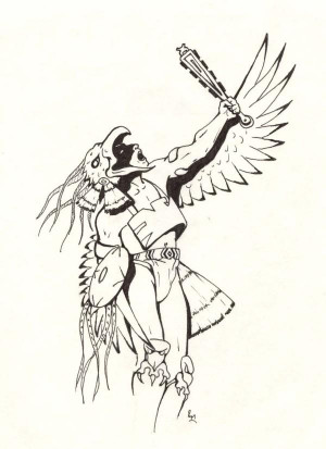 Aztec Warrior Sketch Page