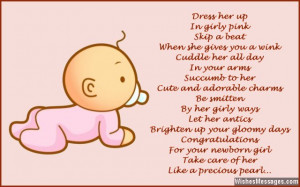 baby poems girl congratulations newborn quotes cute its wishes poem card born daughter cards greeting girly girls messages her pink