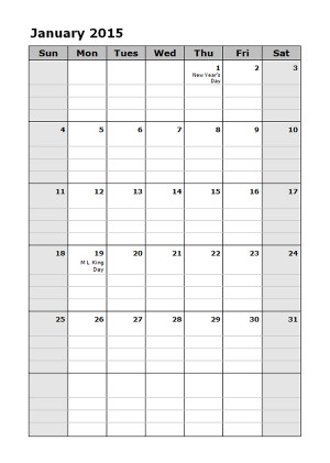 free 2015 monthly calendar template