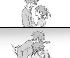 short girl tall guy kissing