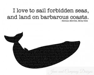 Moby Dick Quote Print, Forbidden Seas, Whale Silhouette, Gift for ...