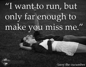 want to run, but only far enough to make you miss me.
