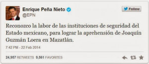 ... Enrique Peña Nieto había confirmado la dentención vía Twitter