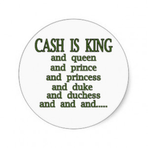 Cash Is King Round Sticker