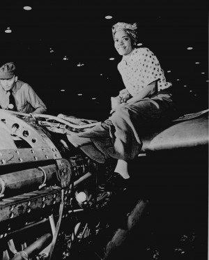 African-American Woman Riveter, WWII. 