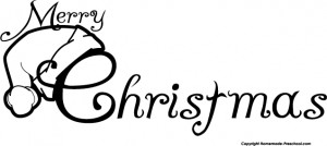 Religious Merry Christmas Clip Art Black and White