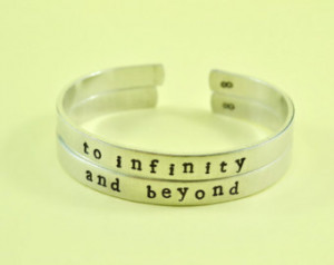 to infinity / and beyond - Hand S tamped Aluminum Cuff Bracelets Set ...