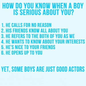 ... do you know when a boy is serious about you? | Quotes Saying Pictures