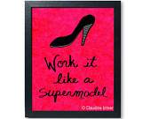 it like a supermodel art print - black high heel on red, inspirational ...
