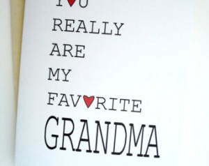 Favorite Grandma Card - Birthday - Mother's Day - Grandparent's Day ...