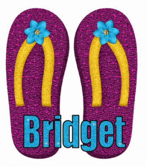 Bridget with purple flip flops