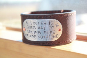 Sister's Quote Black Leather Cuff High Quality by SerenadeJewelry, $25 ...