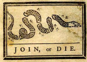 Benjamin Franklin drew this now-famous cartoon of a disjointed snake ...