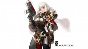 weapons armor short hair white hair Sisters Of Battle simple ...