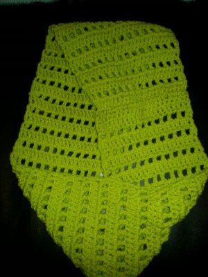 Crocheted lime infinity scarf
