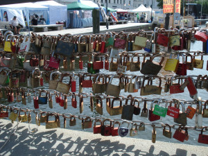 Love Lock Bridge Quotes Love locks on chains in lbeck