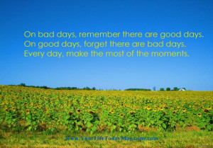 On the bad days, remember there are good days. On the good days ...
