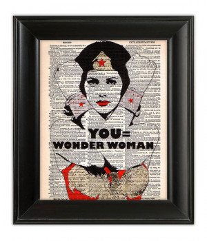 YOU Equals Wonder Woman ORIGINAL Art Quote Hand Painted Mixed Media ...