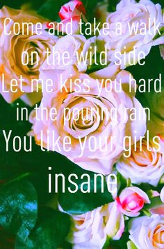 Come and take a walk on the wild side. Let me kiss you hard in the ...
