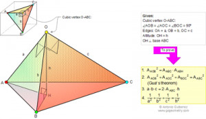 Online Geometry Problem 800: de Gua's Theorem, Pythagorean theorem in ...