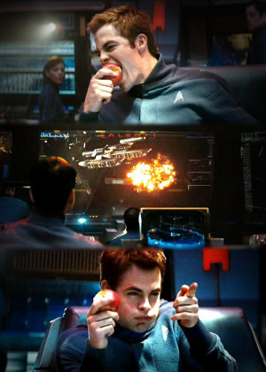 Captain James T. Kirk (Chris Pine): the only man who can make wolfing ...