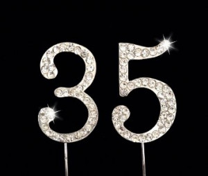 35th Birthday / Wedding Anniversary Number Cake Topper with Sparkling ...