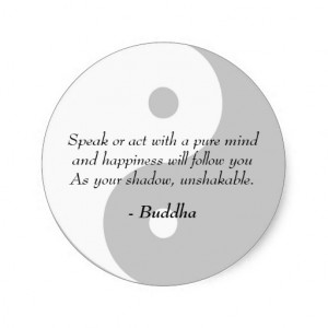 Famous Buddha Quotes - Pure Mind and Happiness Classic Round Sticker