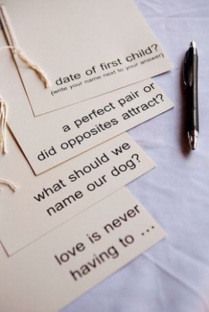 Wedding advice cards near the guest book