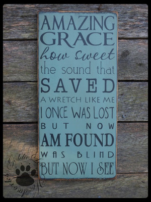 Amazing Grace, Primitive Wood Wall Sign, Word Art, Typography