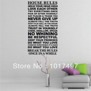 Free Shipping:new Never Give Up House Rules Quote Removable Vinyl Wall ...