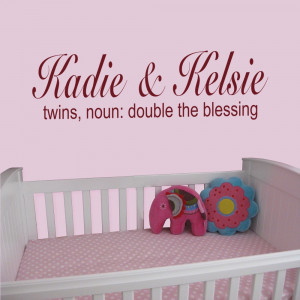 Details about Twins, Noun: Double The Blessing - Nursery Wall Quote ...