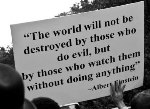 The world will not be destroyed by those who do evil, but by those who ...