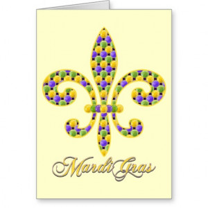 Mardi Gras Bead Fleur Lis Card