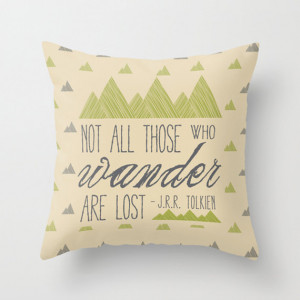 Tolkien Quote Pillow Cover, Decorative Throw Pillow Cover, Not all who ...