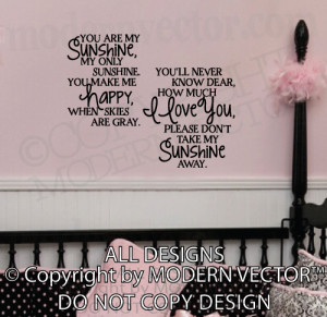 Details about You Are My SUNSHINE Quote Vinyl Wall Decal Lettering ...